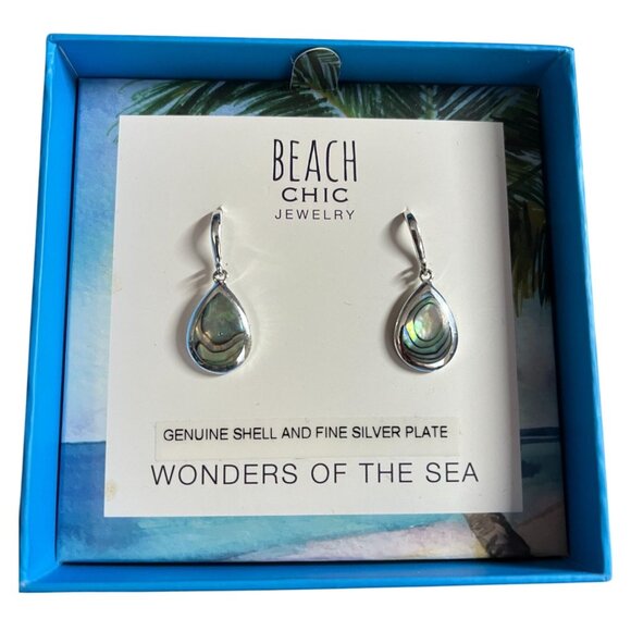 Genuine Shell Silver Plate Drop Dangle Pierced Earrings Beach Chic Jewelry 92770 - Picture 1 of 5